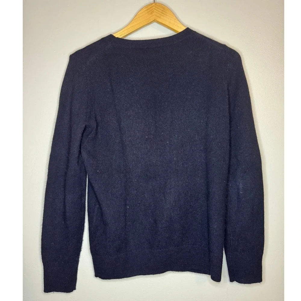Nordstrom Womens Navy Blue 100% Cashmere Crewneck Long Sleeve Sweater XS RN58665